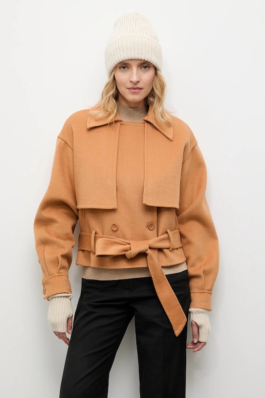 Answear.LAB czapka z wełną WA25-CDD001 beżowy