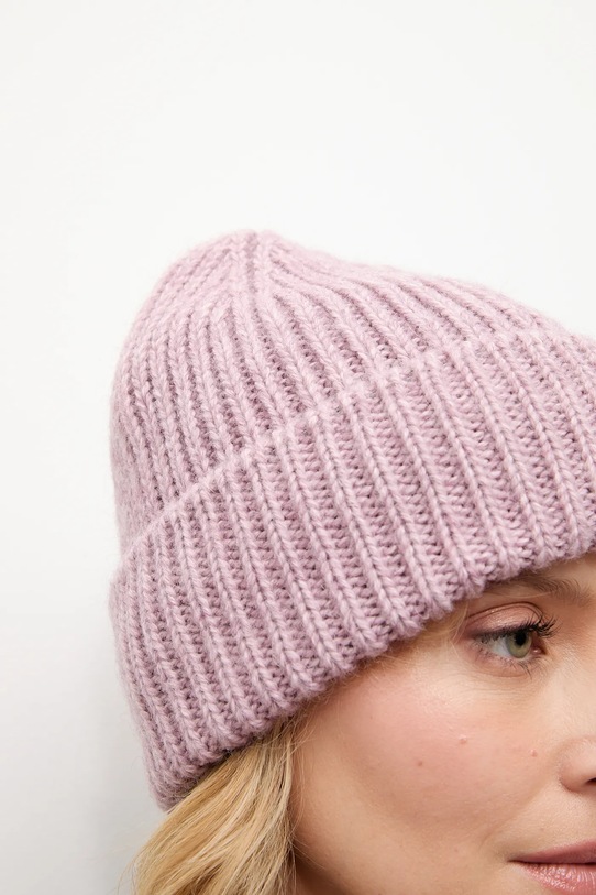 Answear.LAB czapka z wełną melanż fioletowy WA25-CDD001