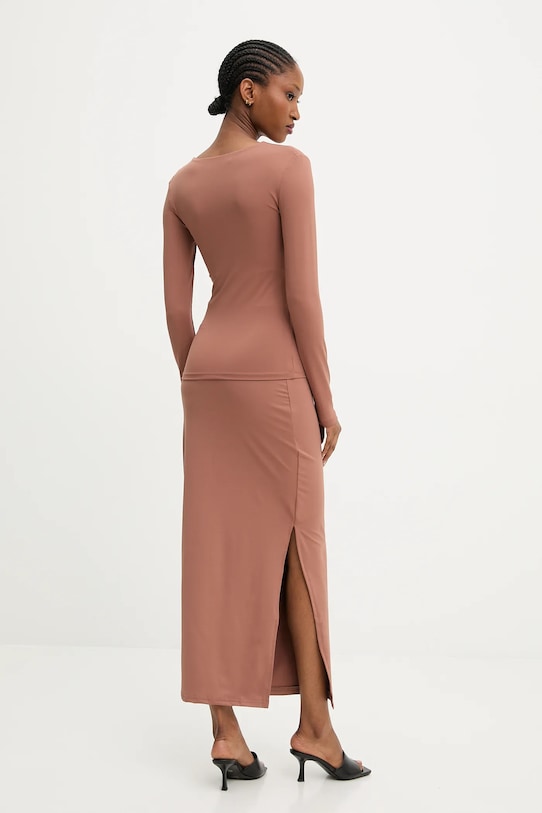 Answear.LAB komplet- longsleeve i spódnica brązowy vd1802.vd10702e3.FLK