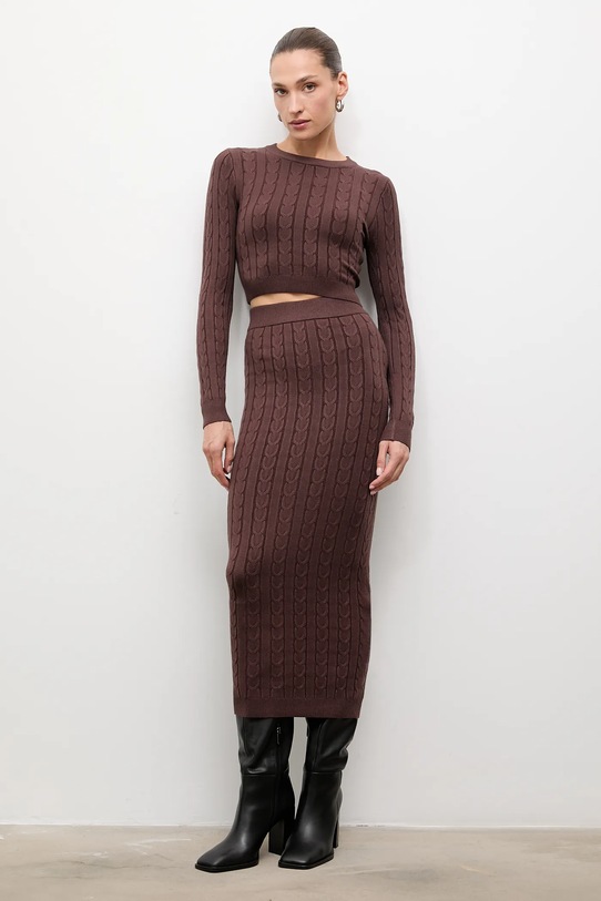 Answear.LAB sweter i spódnica dzianina brązowy MC7575.fh