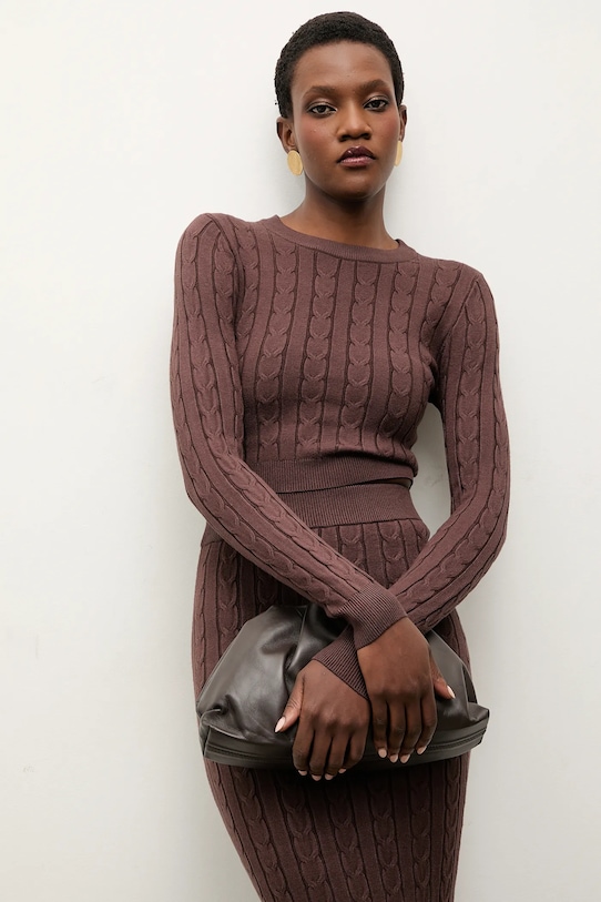 Answear.LAB bluză și fustă MC7575.fh maro WA25