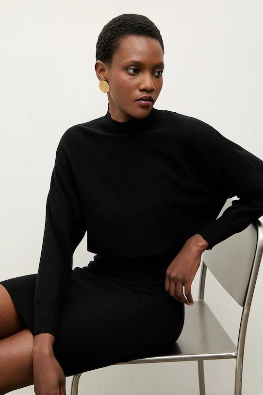 Answear.LAB rochie si pulover tricotaj negru MC7291.fh