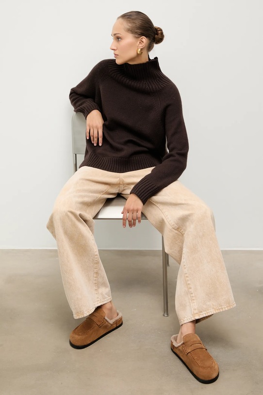 Answear.LAB papuci din piele piele întoarsă maro 25-467