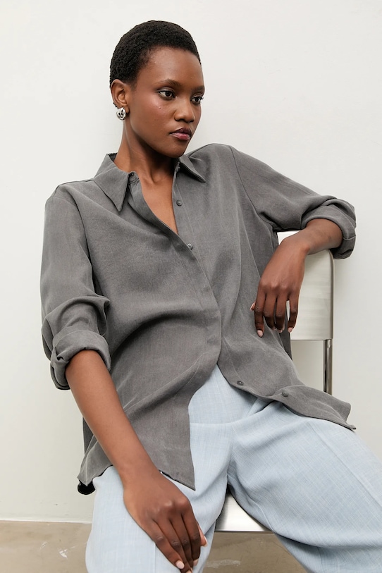 Košile Answear.LAB dlouhý šedá PK9008