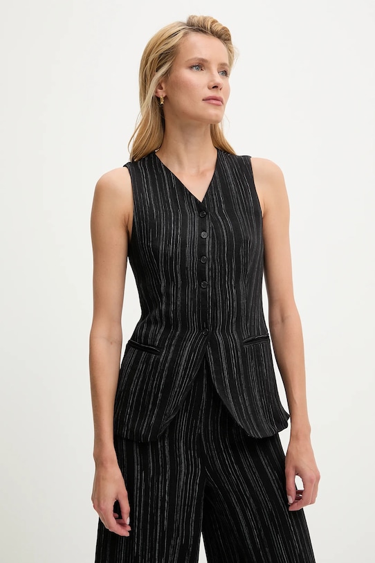 Γιλέκο από λινό ύφασμα Answear.LAB ύφασμα μαύρο 11237.FLK