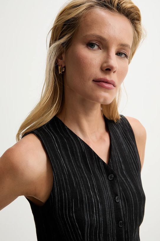 Γιλέκο από λινό ύφασμα Answear.LAB μαύρο 11237.FLK