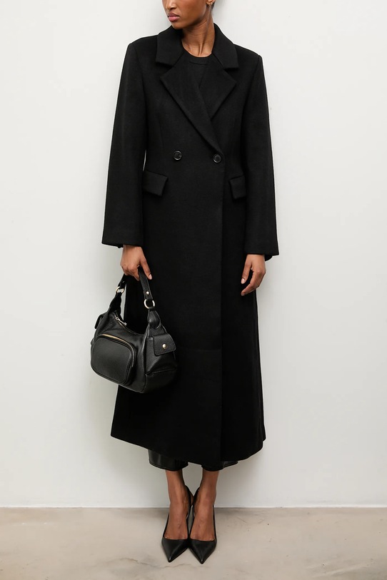 Answear.LAB płaszcz wełniany bez kaptura czarny WA25.KPD001