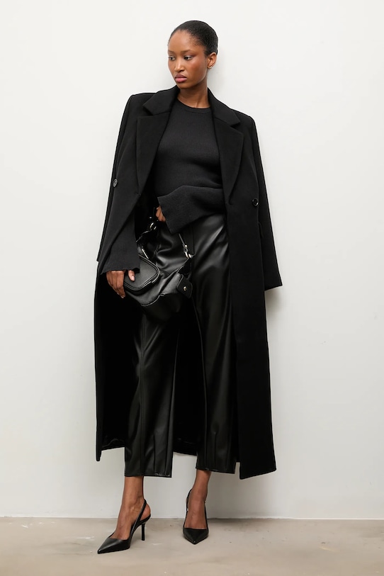 Answear.LAB płaszcz wełniany WA25.KPD001 czarny WA25