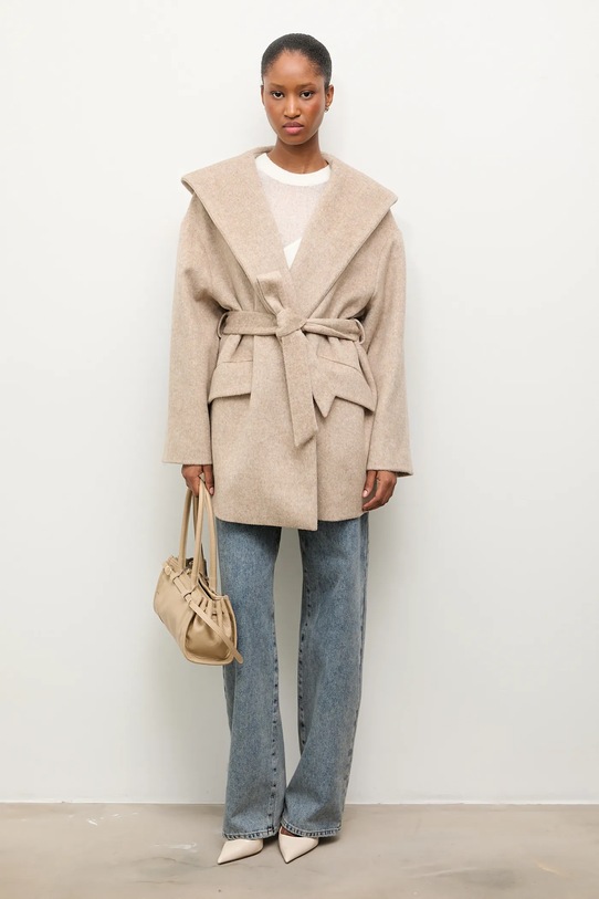 Answear.LAB palton de lana WA25.KPD003 bej WA25