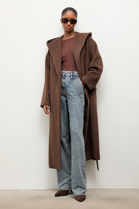 Μάλλινο παλτό Answear.LAB μαλλί καφέ WA25.KPD004