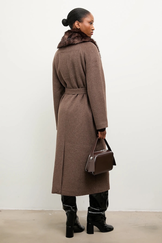 Odzież Answear.LAB płaszcz wełniany WA25.KPD005 brązowy