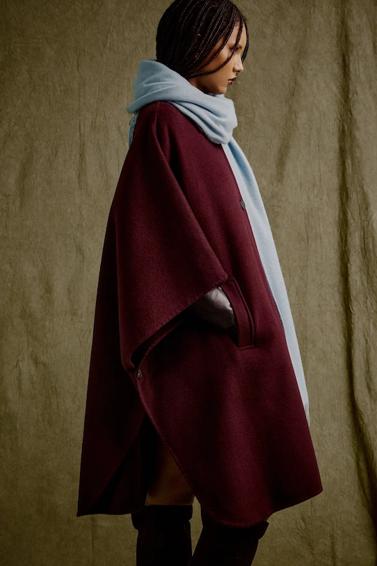 Answear.LAB płaszcz wełniany bez kaptura bordowy WA25-KPD008