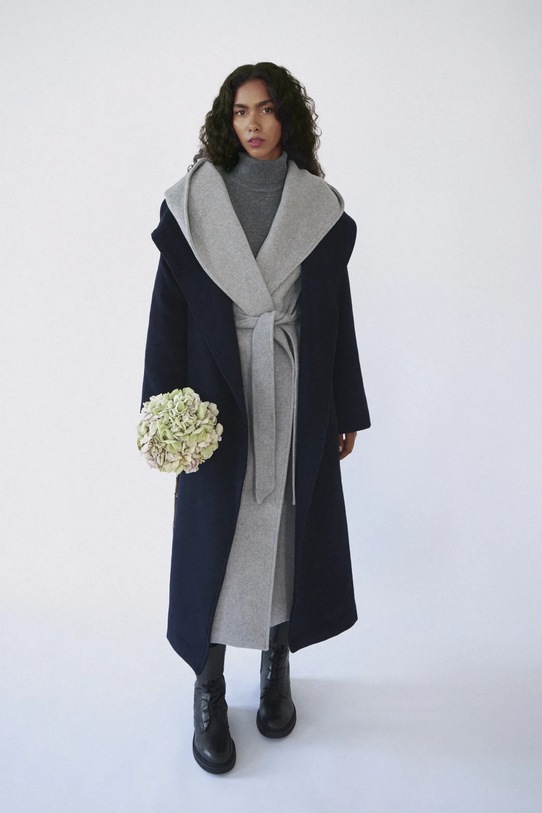Answear.LAB cappotto in lana non isolato blu navy WA25-KPD009
