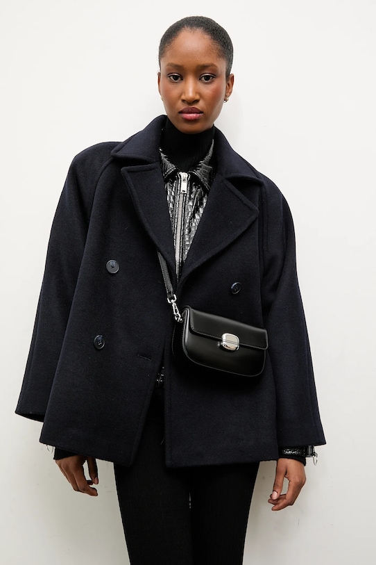 Answear.LAB płaszcz wełniany WA25-KPD010 granatowy