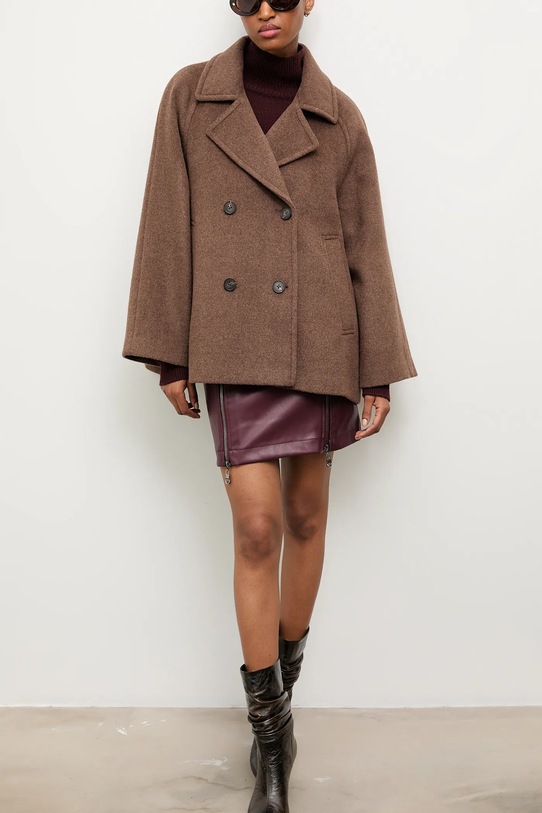 Answear.LAB płaszcz wełniany WA25-KPD010 brązowy WA25