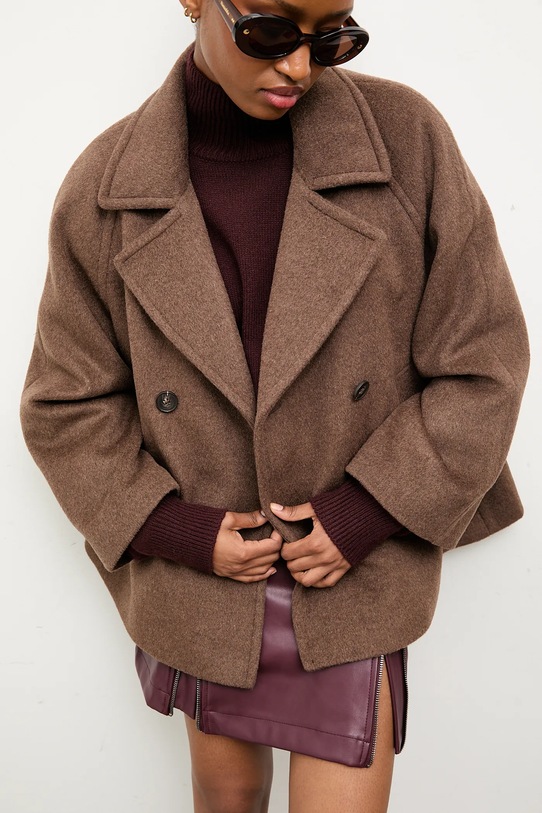 Answear.LAB płaszcz wełniany brązowy WA25-KPD010