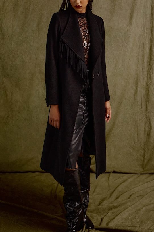 Answear.LAB palton de lana cu captuseala negru WA25-KPD012