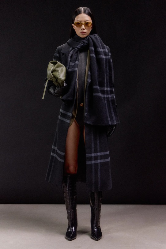 Answear.LAB płaszcz wełniany bez kaptura granatowy WA25-KPD014