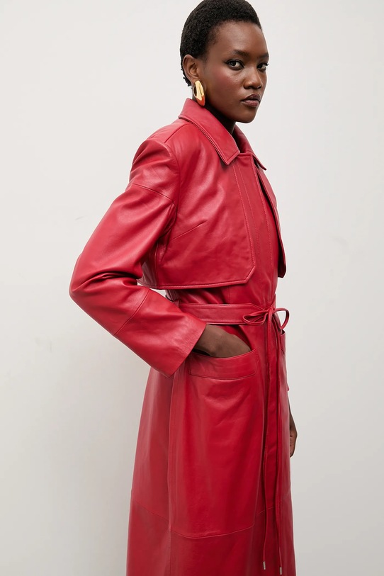 Answear.LAB płaszcz skórzany WA25-KPD032 czerwony