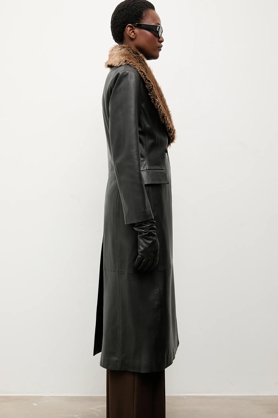 Answear.LAB płaszcz skórzany czarny WA25-KPD033