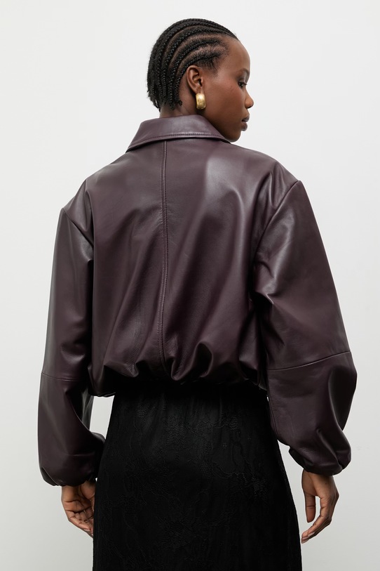 Answear.LAB přechodová bunda dámská kožená burgundské RAYA