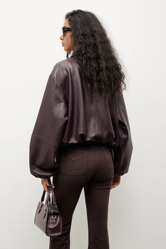 Odzież Answear.LAB kurtka skórzana WA25-KPD109 bordowy