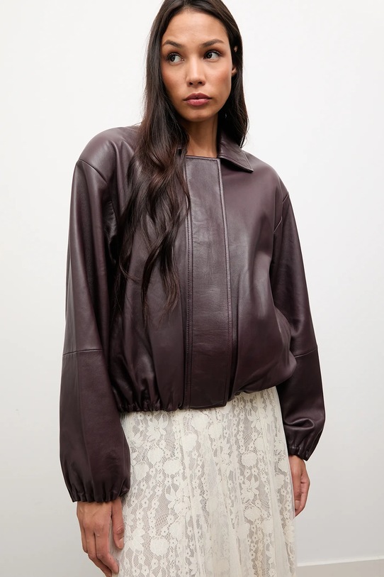 Answear.LAB kurtka skórzana bordowy WA25-KPD109