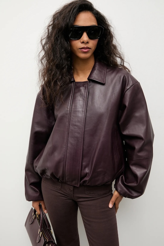 Answear.LAB kurtka skórzana bordowy WA25-KPD109