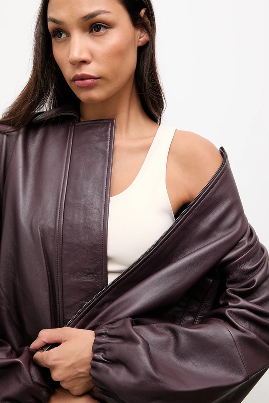 Answear.LAB kurtka skórzana WA25-KPD109 bordowy