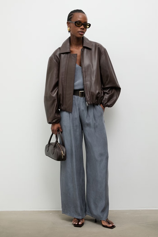 Answear.LAB демісезонна куртка жіноча шкіряна RAYA коричневий WA00