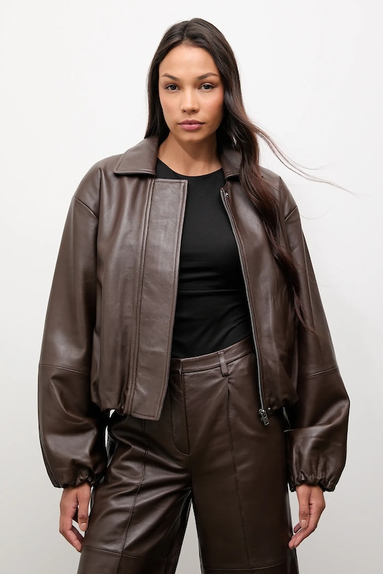 Answear.LAB kurtka skórzana WA25-KPD109 brązowy WA25