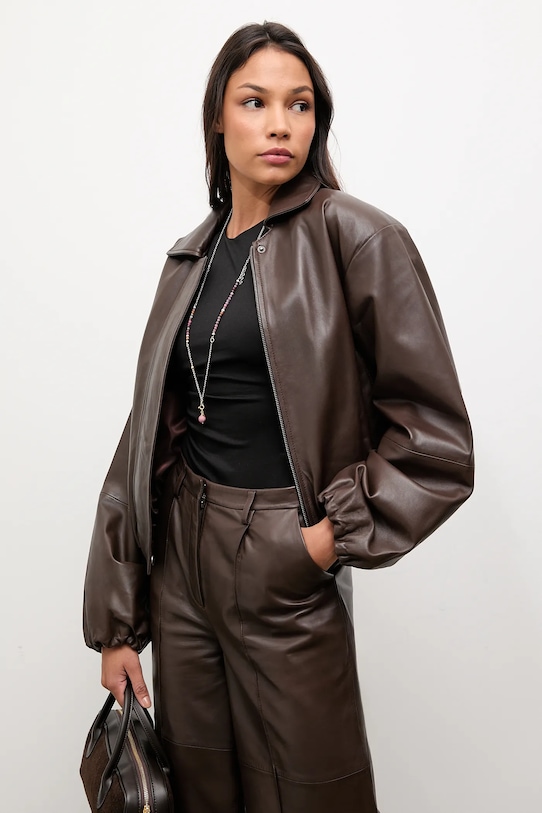 Answear.LAB kurtka skórzana brązowy WA25-KPD109