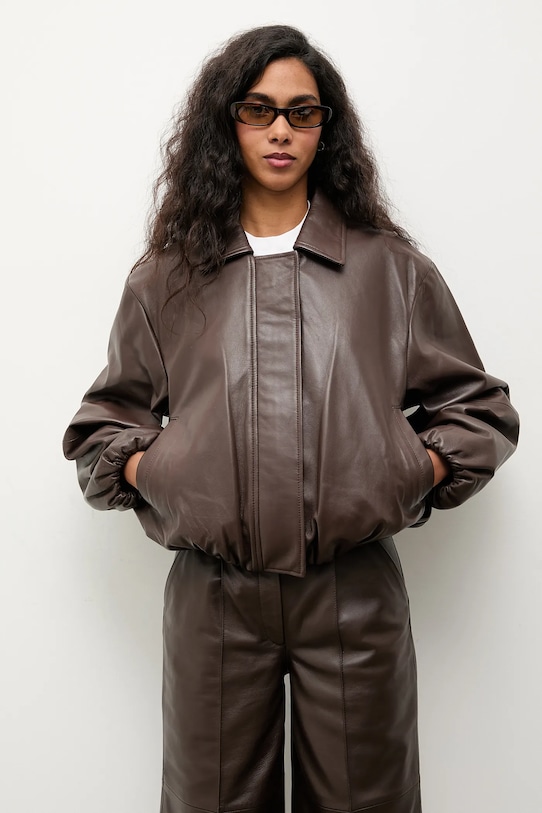 Answear.LAB geaca de piele maro WA25-KPD109