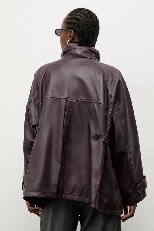 Одяг Answear.LAB демісезонна куртка жіноча шкіряна MELIA бордо