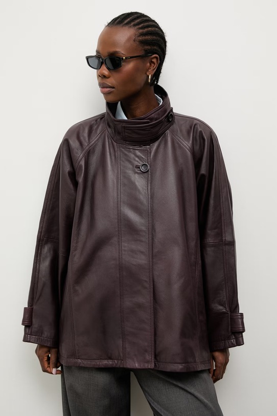 Answear.LAB демісезонна куртка жіноча шкіряна бордо MELIA