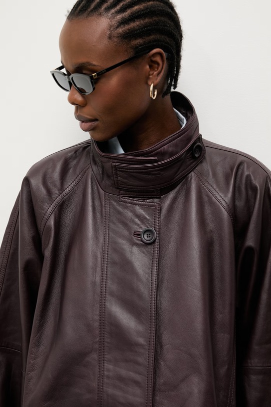 Answear.LAB демісезонна куртка жіноча шкіряна MELIA бордо