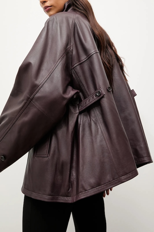 Answear.LAB geaca de piele WA25-KPD110 burgundia