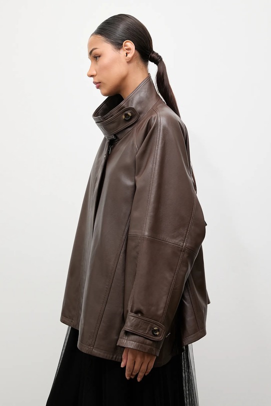 Шкіряна куртка Answear.LAB лицьова шкіра коричневий WA25-KPD110