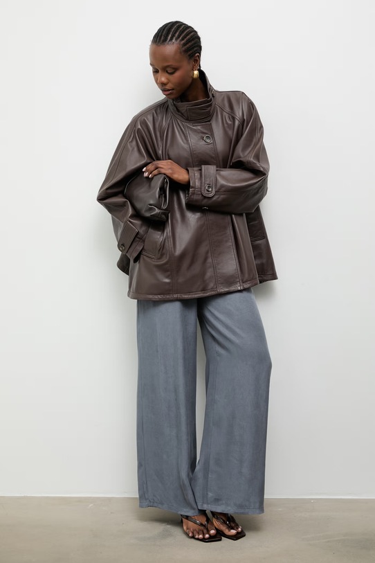 Answear.LAB демісезонна куртка жіноча шкіряна MELIA коричневий WA00