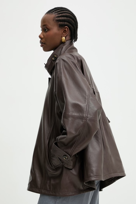 Answear.LAB демісезонна куртка жіноча шкіряна коричневий MELIA