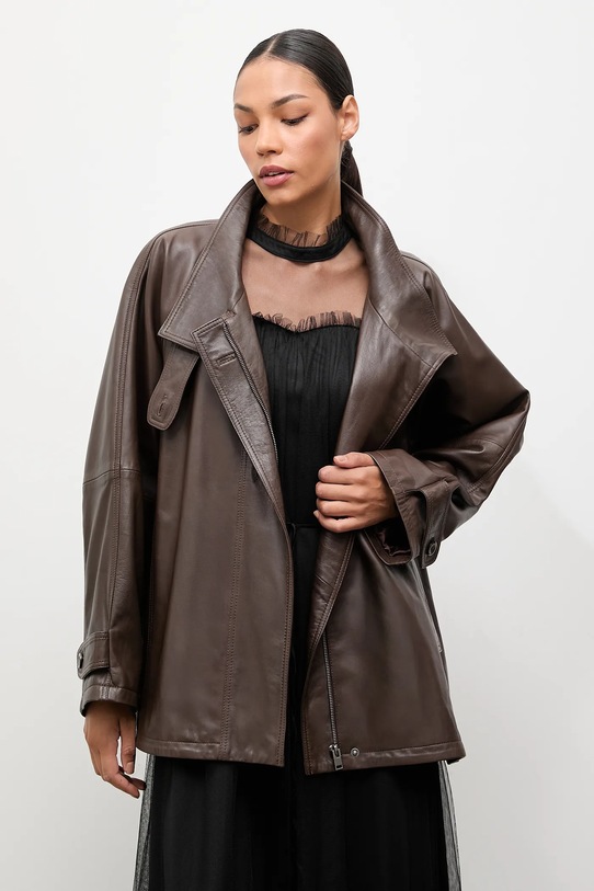 Шкіряна куртка Answear.LAB коричневий WA25-KPD110