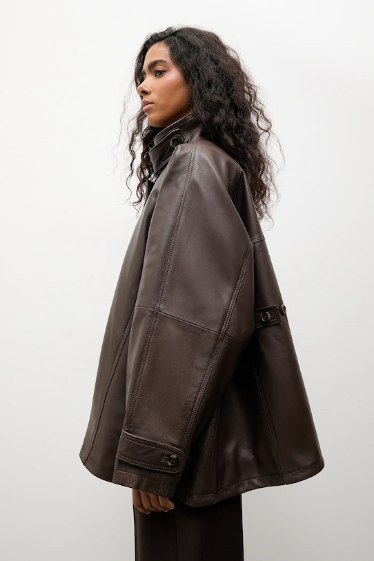 Kožená bunda Answear.LAB hnědá WA25-KPD110