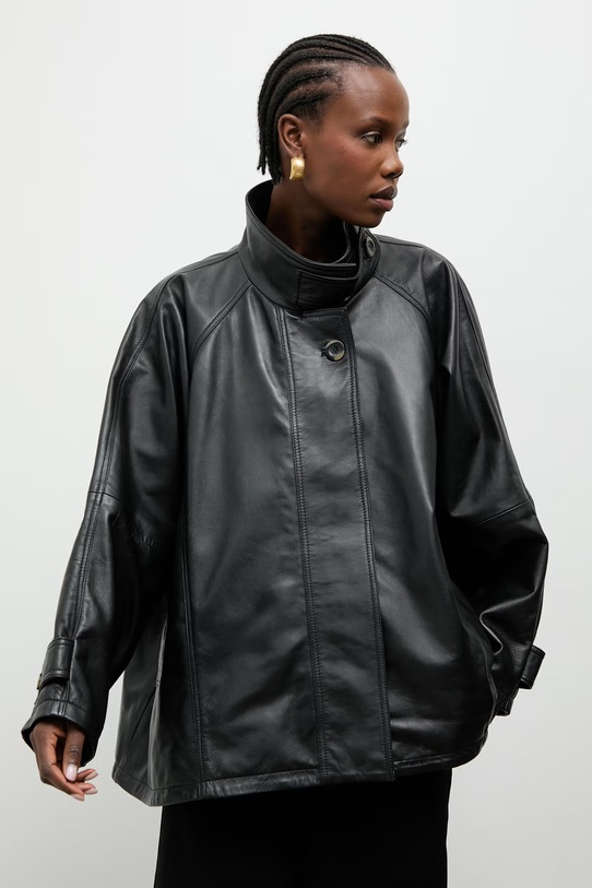 Answear.LAB giacca di mezza stagione da donna in pelle nero MELIA