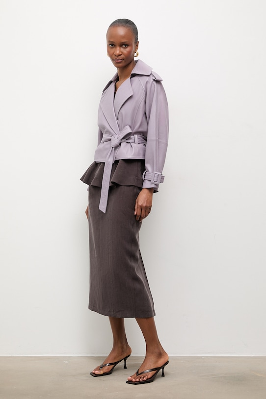 Answear.LAB krótka kurtka damska skórzana NOA z kolekcji Unscripted WA25-KPD111 fioletowy WA00