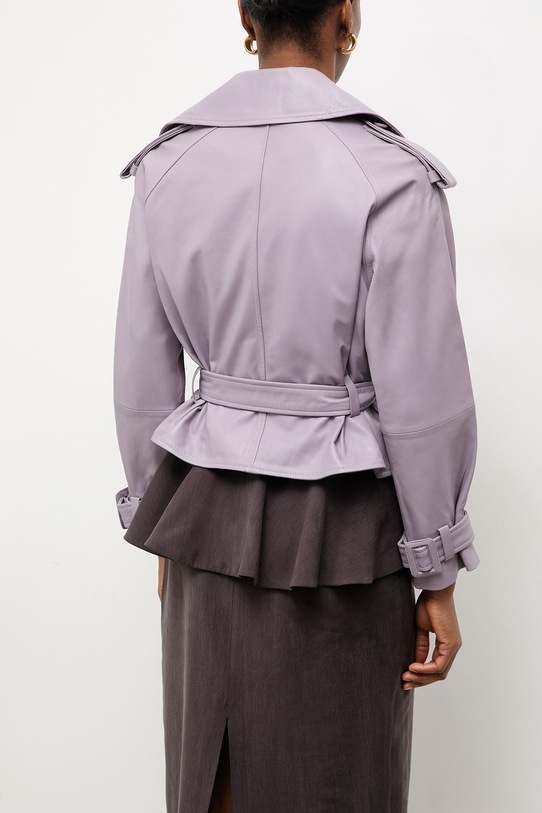 Odzież Answear.LAB krótka kurtka damska skórzana NOA z kolekcji Unscripted WA25-KPD111 fioletowy