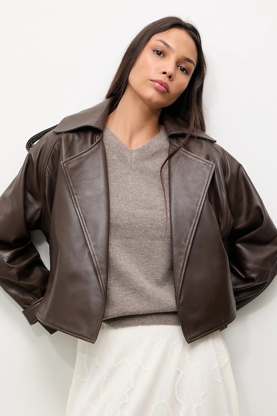 Шкіряна куртка Answear.LAB WA25-KPD111 коричневий