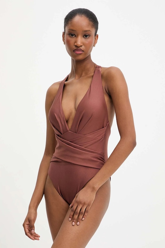 Jednodílné plavky Answear.LAB jemně vyztužené hnědá hy1fw1603