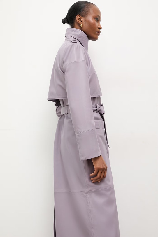 Answear.LAB trencz damski skórzany z kolekcji Unscripted WA25-KUD031 fioletowy WA00