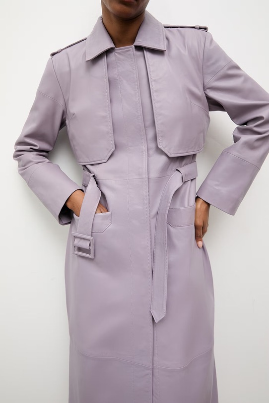 Answear.LAB trencz damski skórzany z kolekcji Unscripted WA25-KUD031 fioletowy
