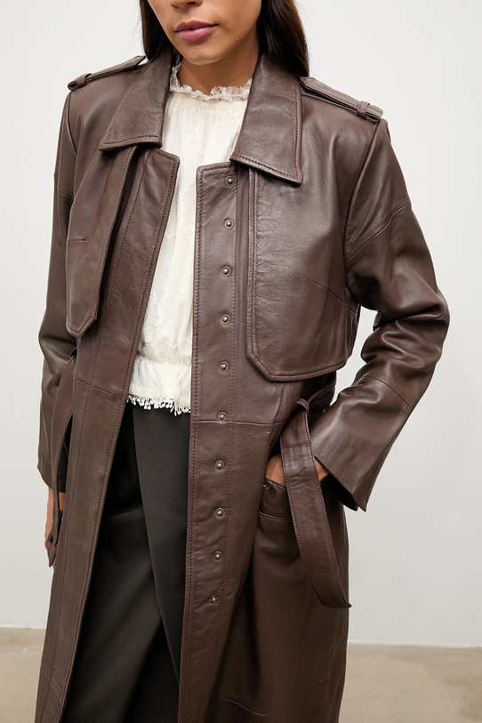 Kožený trenčkot Answear.LAB hnedá WA25-KUD031